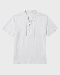 Lace Up Linen T-Shirt
