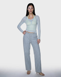 Pinstripe Draw Denim Trouser