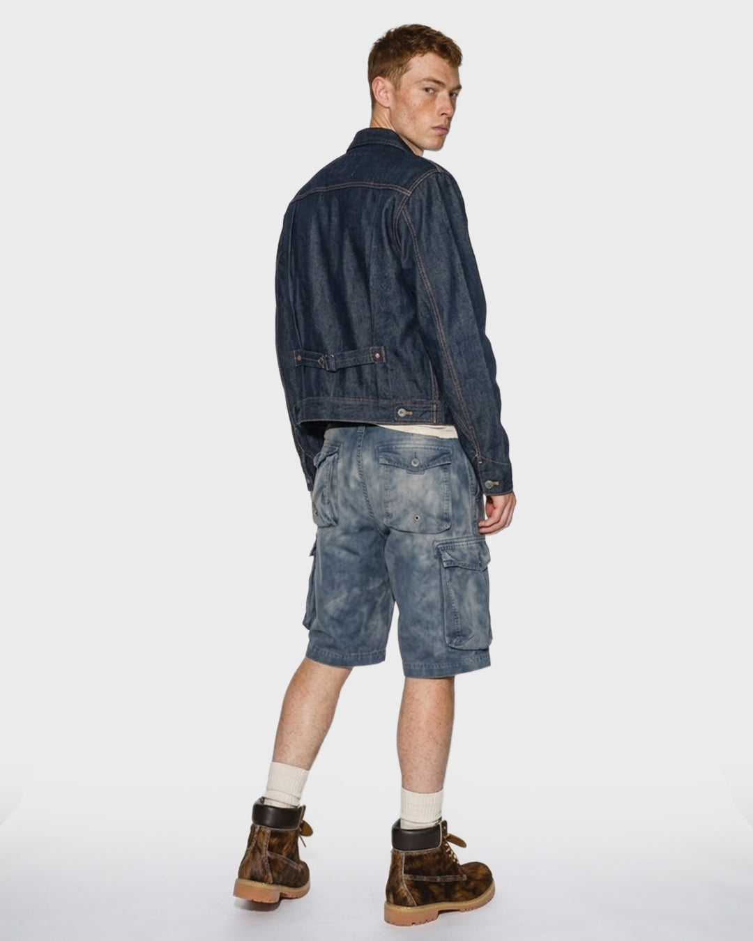 Shorts di jeans effetto candeggiato con bandana