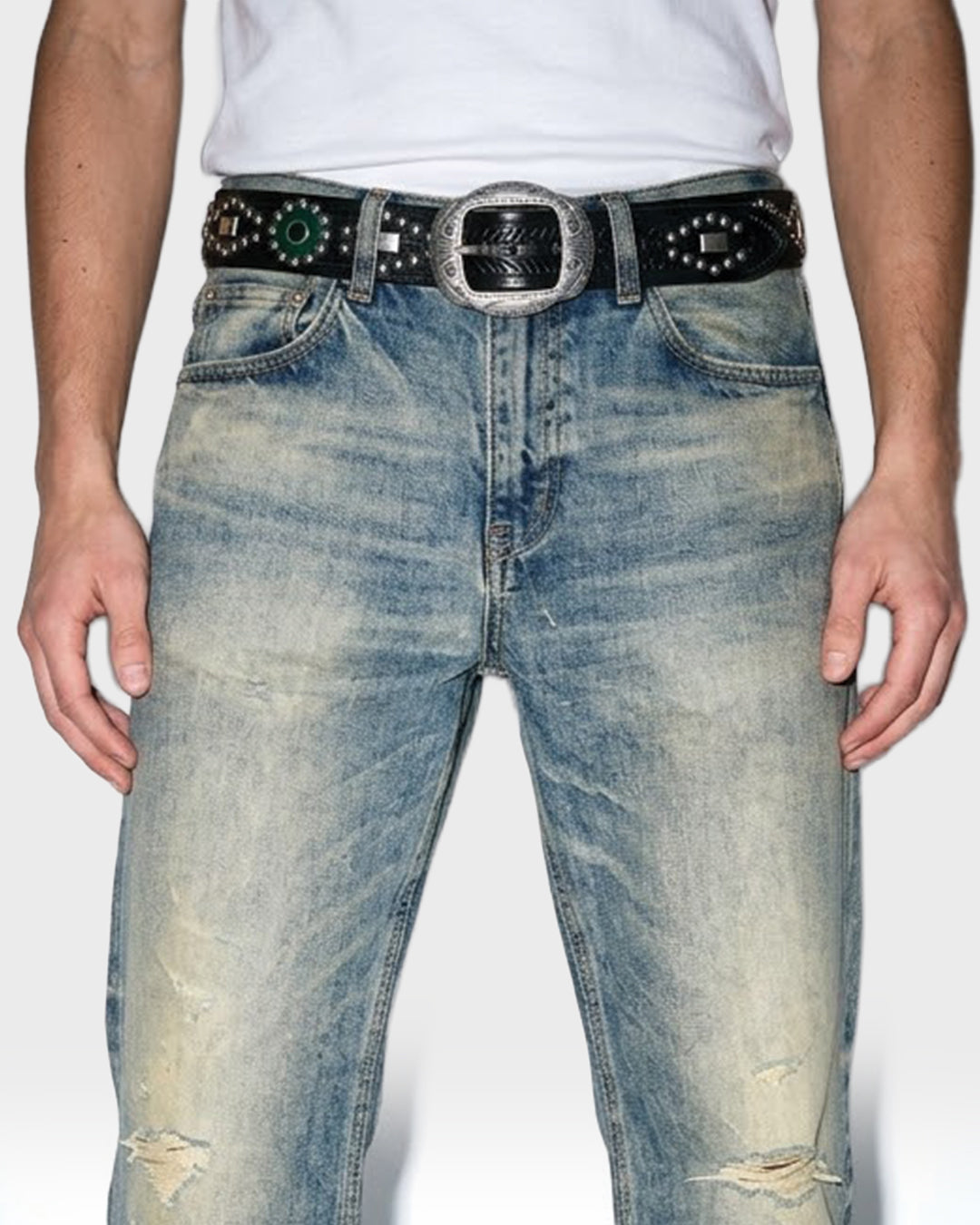 Rosette Leather Stud Belt