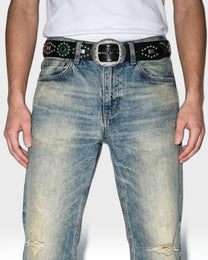 Rosette Leather Stud Belt
