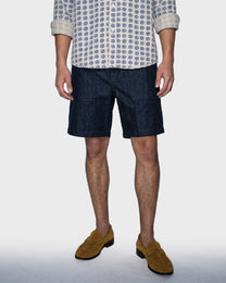 Ramie Raw Denim Shorts