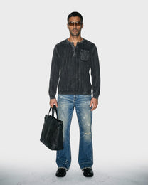 Washed Henley Knit