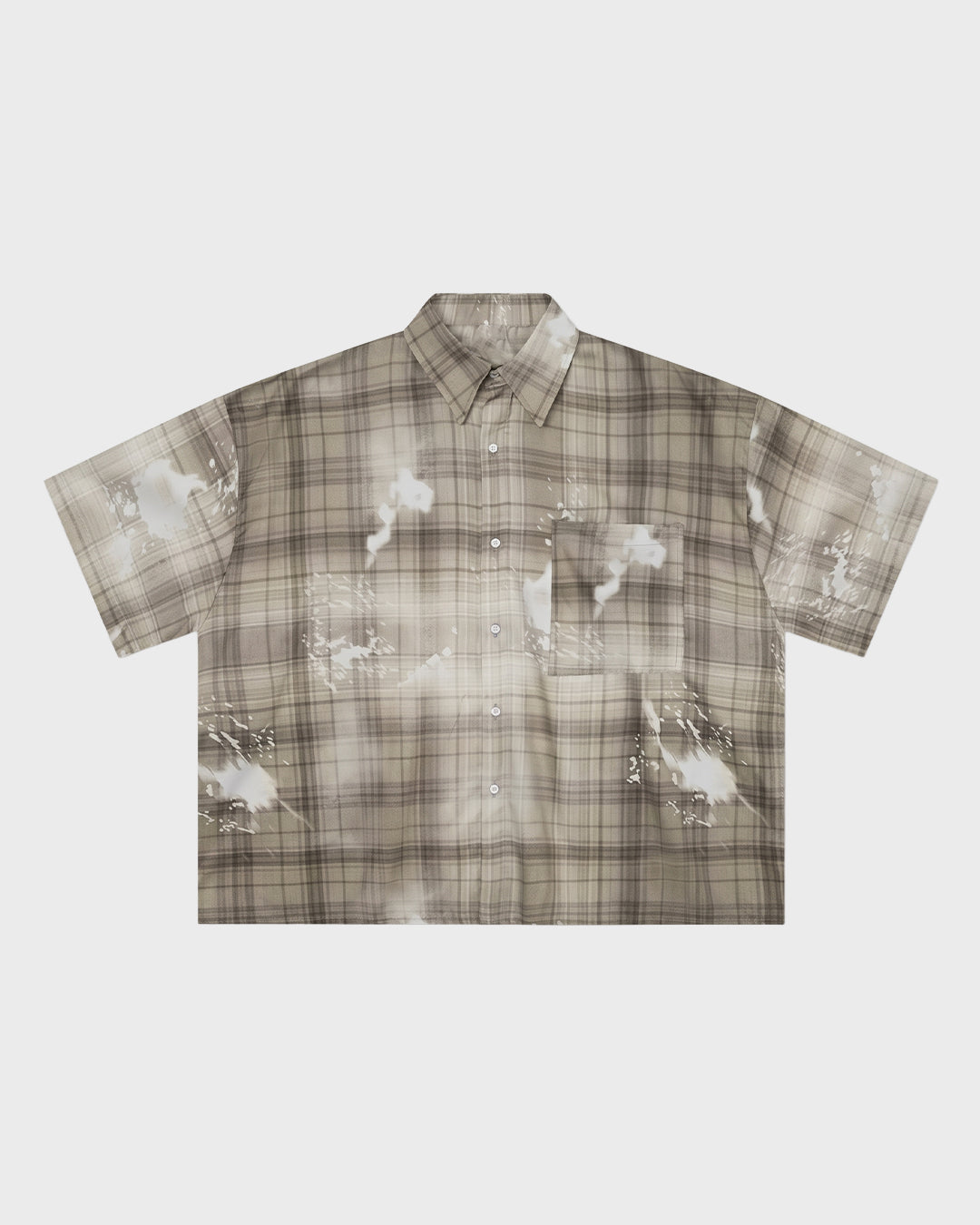 Camicia a quadri con schizzi di candeggina
