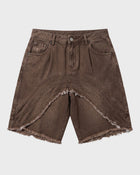 Tobacco Frayed Denim Shorts