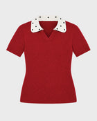 Spotted Collar Knit Polo