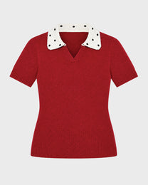 Spotted Collar Knit Polo