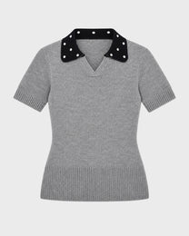 Spotted Collar Knit Polo