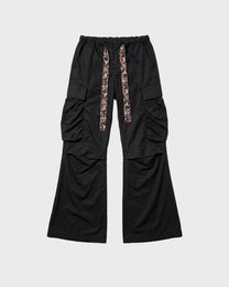 Print Tie Flare Cargo Pants
