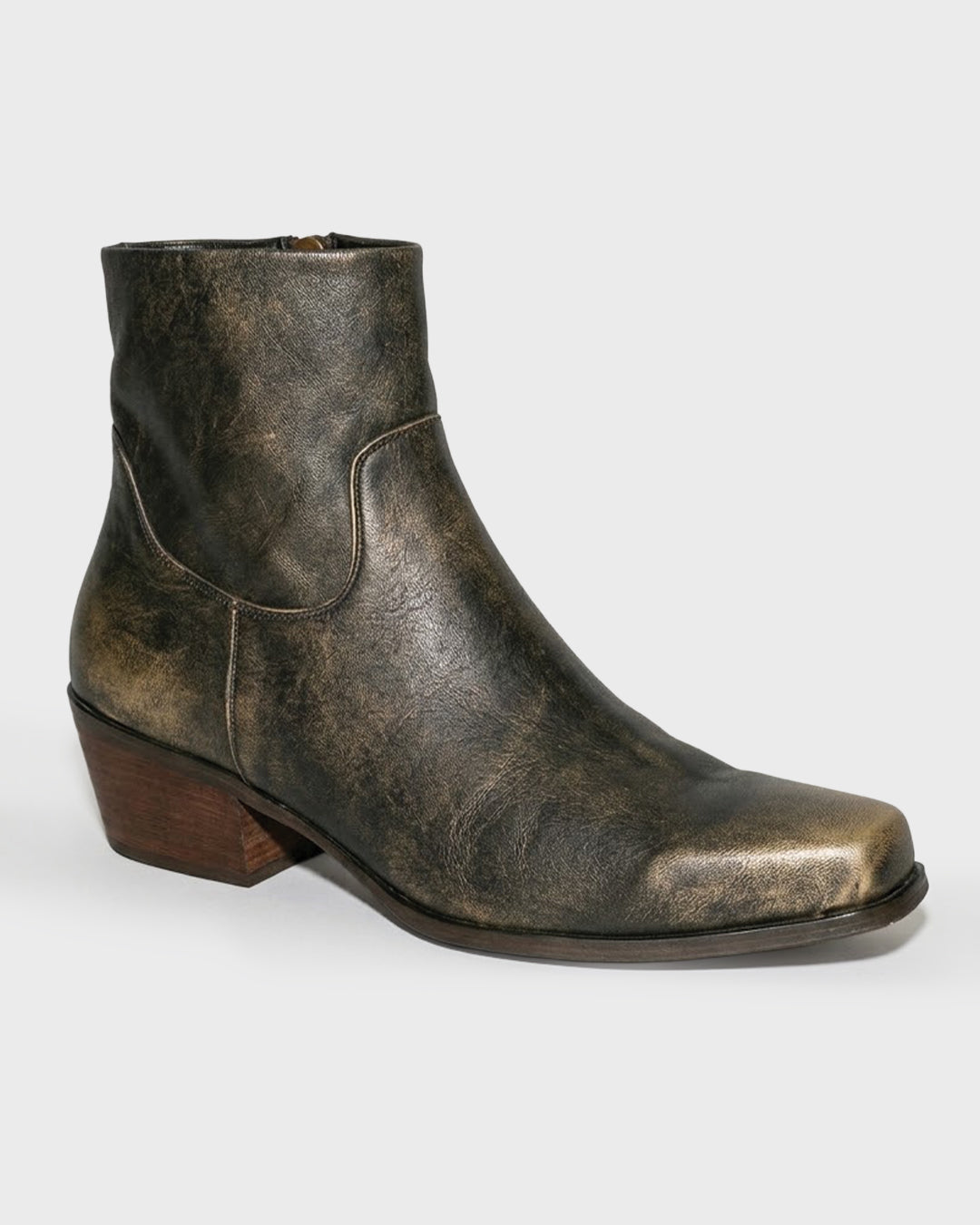 Bota de cordones de piel granulada