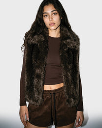 Wide Collar Fur Vest