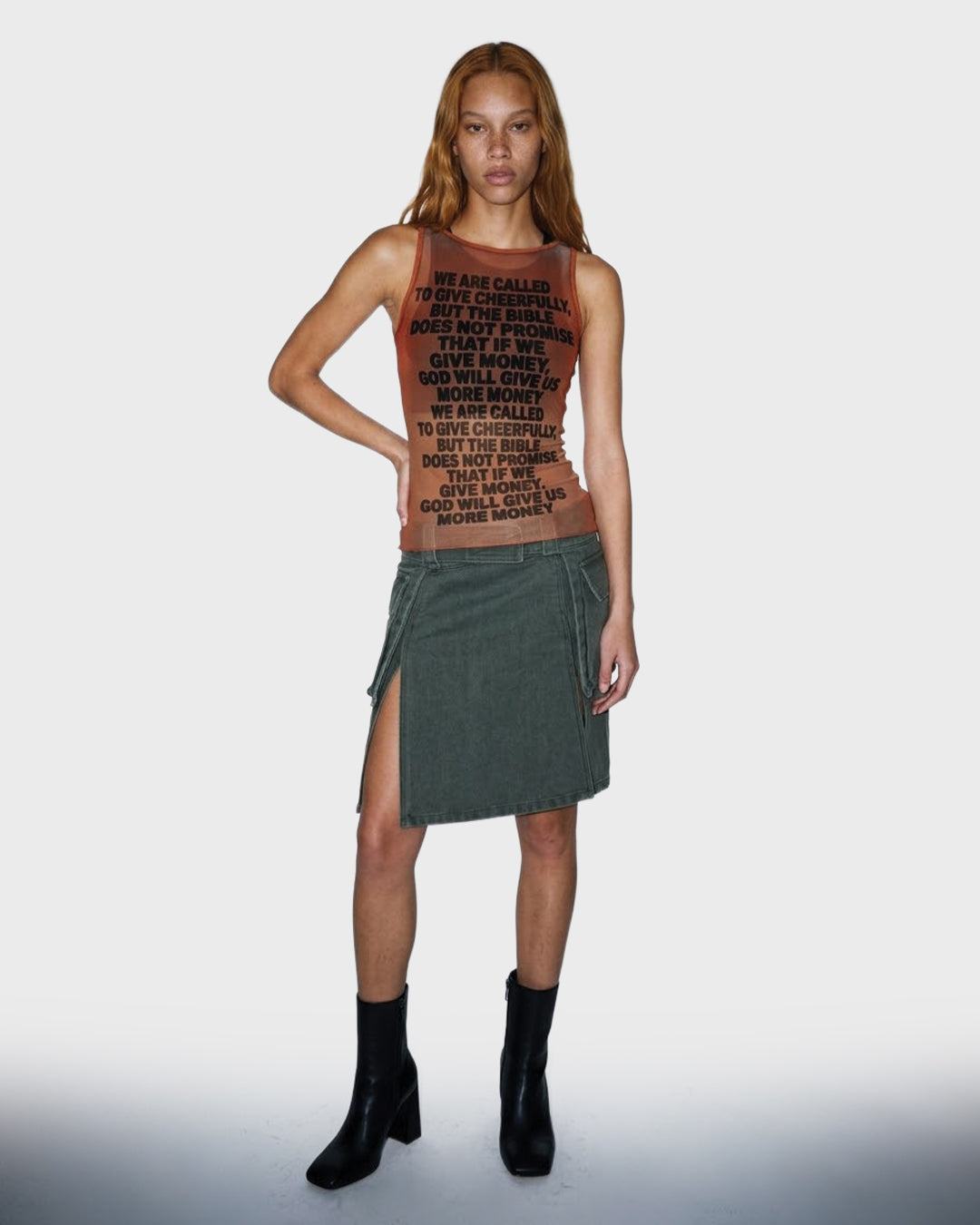 Cross Waist Denim Skirt
