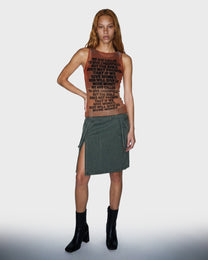Cross Waist Denim Skirt
