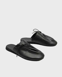 Drawstring Leather Slipper