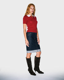 Spotted Collar Knit Polo