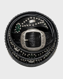 Rosette Leather Stud Belt