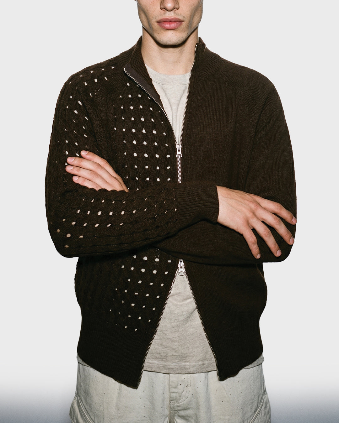 Cardigan mezza treccia