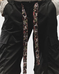 Print Tie Flare Cargo Pants