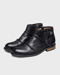 Burnished Brogue Zip Boot