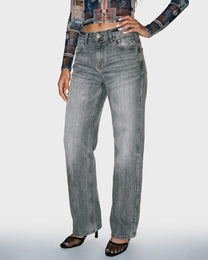 Gray Whisker Wash Jeans