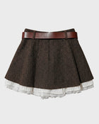 Belted Herringbone Skirt