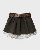 Belted Herringbone Skirt