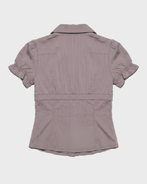 Ruched Sleeve Pinstripe