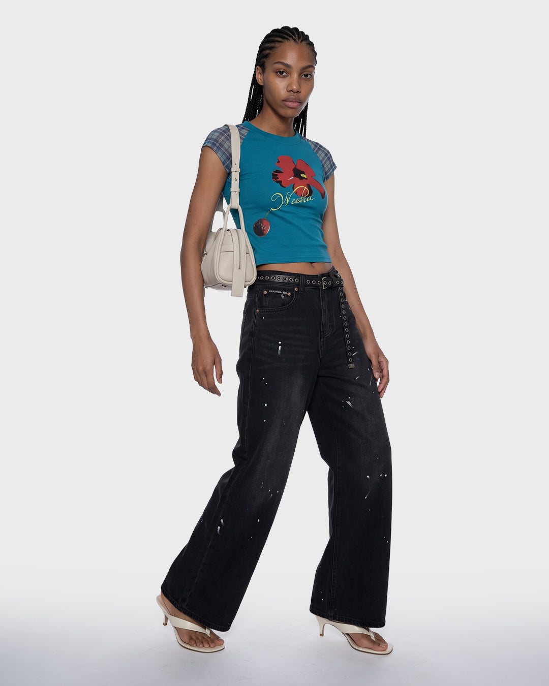 Noir Splatter Wide Jeans