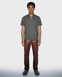 Lace Up Linen T-Shirt