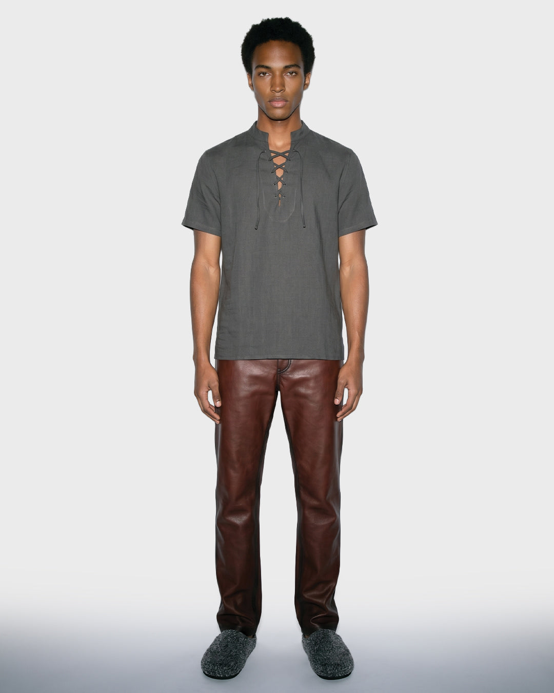T-Shirt in Lino con Allacciatura