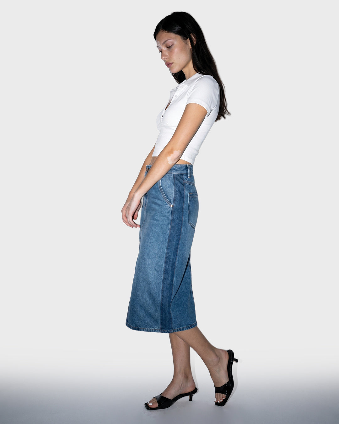 Split Wash Denim Skirt