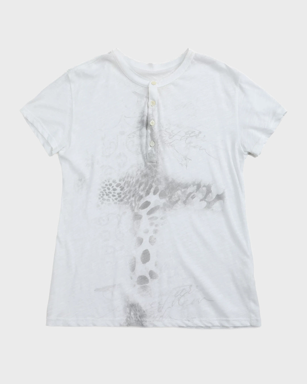 Leopard Crucifix Henley T-shirt