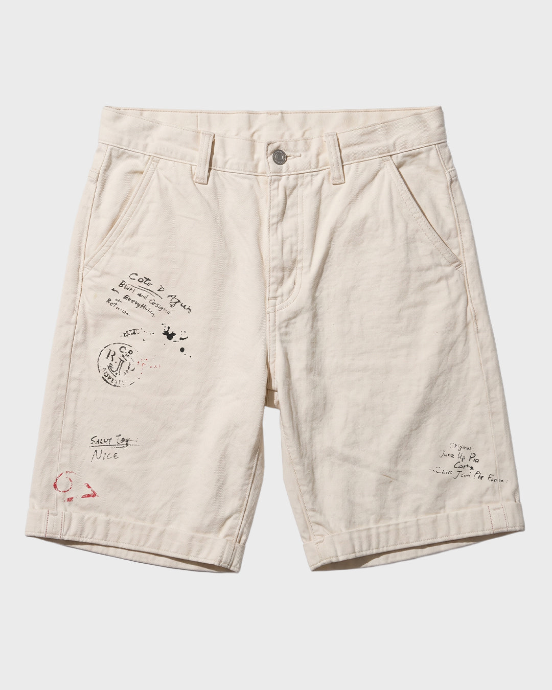 Shorts di jeans effetto candeggiato con bandana