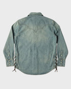 Camisa de rodeo con cordones de cuero