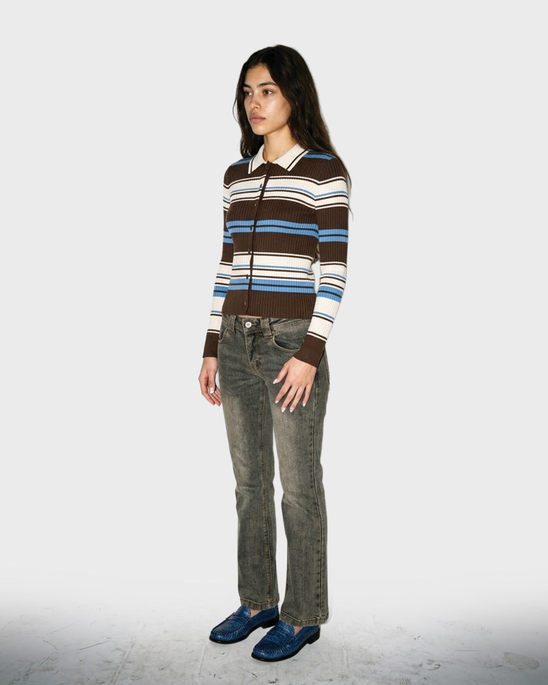 Mocha Stripe Knit Cardigan