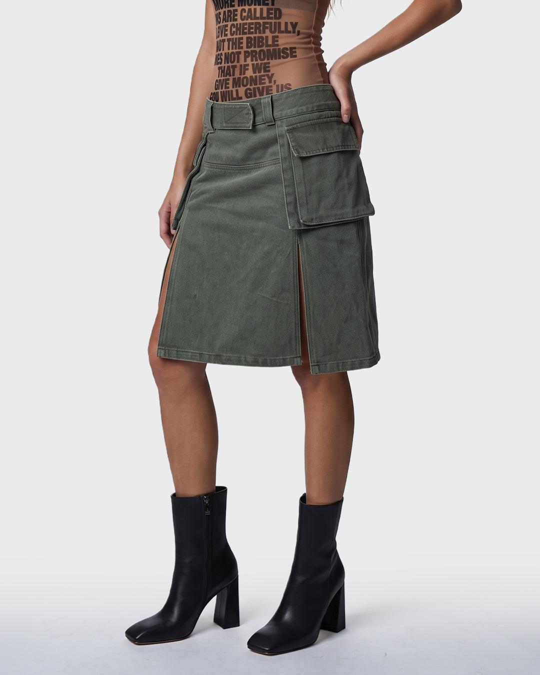 Cross Waist Denim Skirt