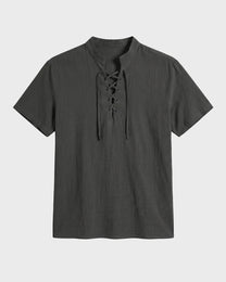 Lace Up Linen T-Shirt