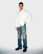 Running Stitch Patchwork Jeans