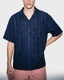 Navy Jacquard Stripe Shirt