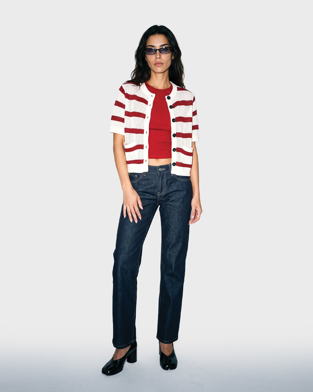 Open Stripe Knit Top