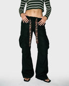 Print Tie Flare Cargo Pants