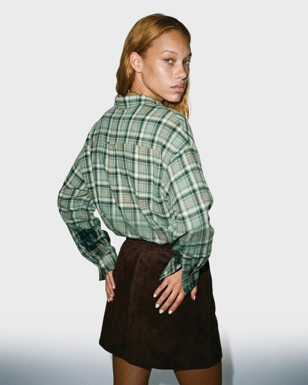 Cloud Wash Plaid Blouse