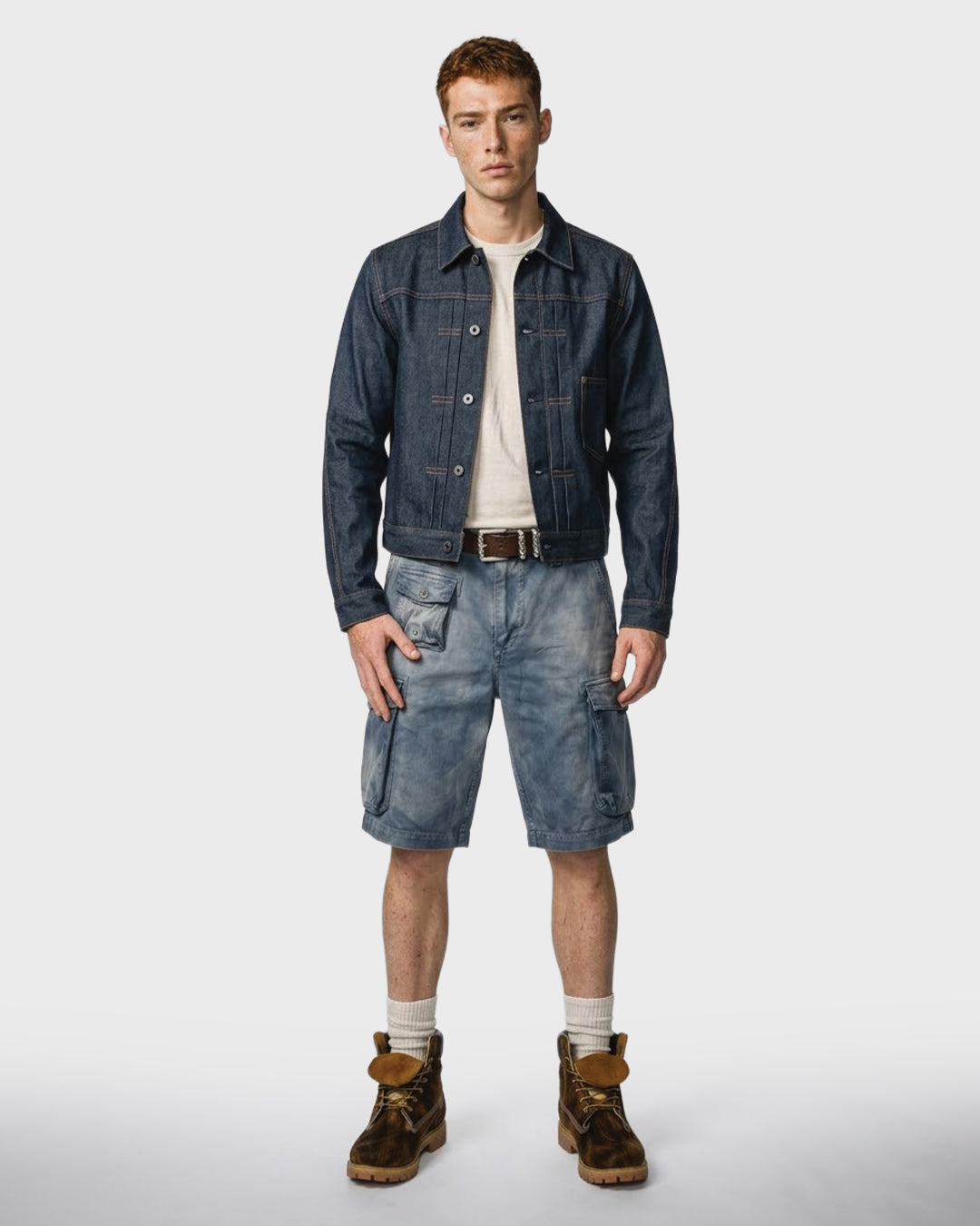 Shorts di jeans effetto candeggiato con bandana