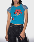 Plaid Sleeve Baby Tee