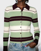 Sage Stripe Knit Cardigan