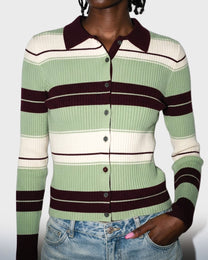 Sage Stripe Knit Cardigan