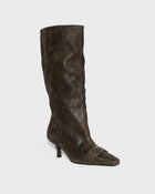 Distressed Slouch Buckle Boot