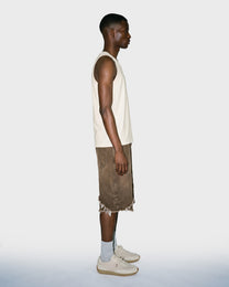 Tobacco Frayed Denim Shorts