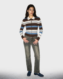 Mocha Stripe Knit Cardigan